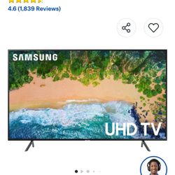 Samsung 75" Class 6 Series LED 4K UHD Smart Tizen TV and Black Modern TV stand 