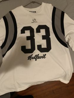 Half Evil “333” Football Jersey Long Sleeve – White/Gray