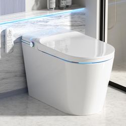 Luxury Smart Toilet with Bidet Built In, Bidet with Heated Seat,Warm Water Sprayer & Dryer, Japanese Toilet with Foot Sensor Operation,LED Display