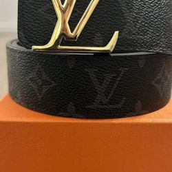 Gold With Black Lv Belt For Men 