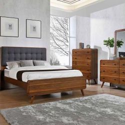 New Mid Century 5 Piece Bedroom Set.  Free Delivery!