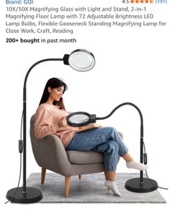 GOI 10X/30X Magnifying Glass Floor Lamp with LED Light