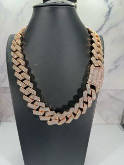 25MM 24” ROSE GOLD 5A CZ MONACO CUBAN CHAIN