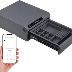 Biometric Jewelry Safe with Fingerprint Lock & Digital Keypad, Quick Access Slide-Away Drawer Home Safe 
