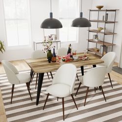 Lancelot 7 Piece Walnut Dining Table Set with 6 Haven Upholstered Chairs