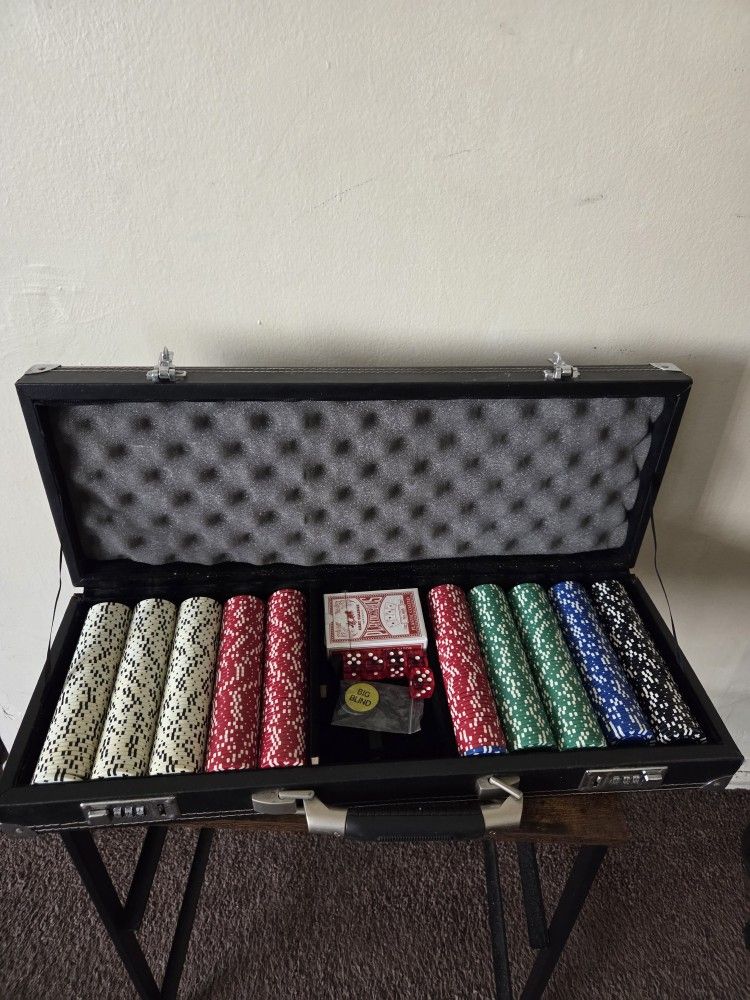 500 Piece Poker Chip Set Cards Playing Poker