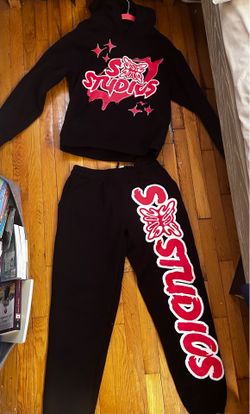 StainBandz studios Full sweat set (SB STUDIOS) Black red white colorway,Size M