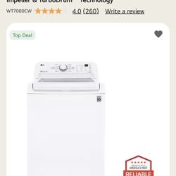 6 Months Old LG large capacity agitator top washer With Glass top