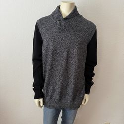 SEAN JOHN Mens 3XL Gray/Black Shawl Neck pullover Sweater