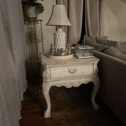 Whitewashed And Distressed Side Table Or End Table 