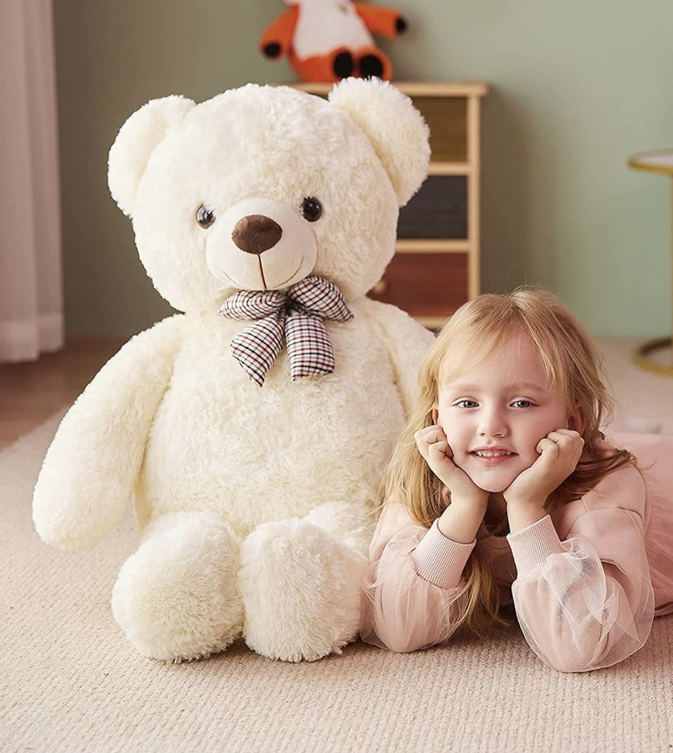IKASA Giant Teddy Bear Plush Toy Stuffed Animals (White, 30 inches，brand new）