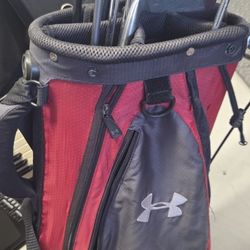 10 Mixed Golf Clubs And Golf Bag