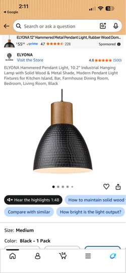 ELYONA Hammered Metal Pendant Light Black