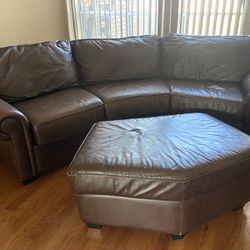 Leather Sectional Sofa w/ Ottoman 