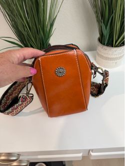 Brown, vegan leather, small Crossbody purse