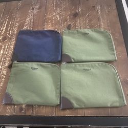 LOT 4 Used Shinola Detroit American Airlines Amenity Kits, 3 Olive Green, 1 Blue