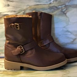 Brown motorcycle style boots kids size euro 34