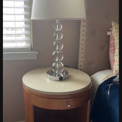 (2) Mark David Birch Side Tables With Quartz Slabs And (2) Lamps