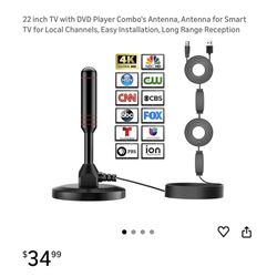 Brand new 22 inch TV with DVD Player Combo's Antenna, Antenna for Smart TV for Local Channels, Easy Installation, Long Range Reception  Whitestone/Flu