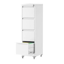 File Cabinet with Lock, 4 Drawers Filing Cabient with Wheel, Steel Vertical Filing Storage Cabinet for Home Office, Heavy-Duty File Cabinets (EF6)