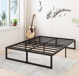 16 Inch King Size Bed Frame, FRAME ONLY, Mattress Foundation, Heavy Duty Metal Platform with Steel Slats Support No Box Spring Needed, Noise Free, Eas