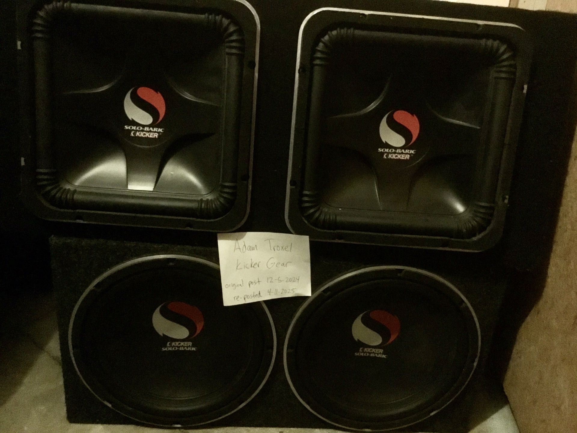 Kicker Subs 4 x Solo Baric 12’s & ZR600 Amplifier OBO