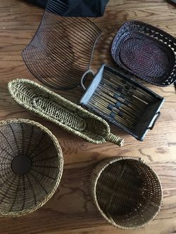 Mixed Wicker and Rattan Basket Collection