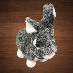 ANIMAL ADVENTURE BUNNY/RABBIT PLUSH GREY/WHITE STUFFED ANIMAL 2017. RARE 9”