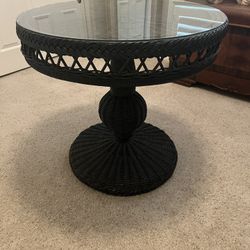 Black Wicker Pedestal Table