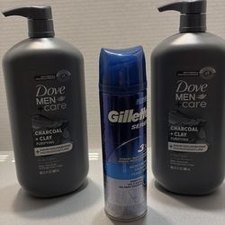 2 Men’s Dove Body Wash 30 ounce each and Shave Gel lot