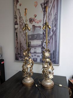 Vintage 1950s/1960s Marbro "New World Collection" Italian Grapevine Lamps