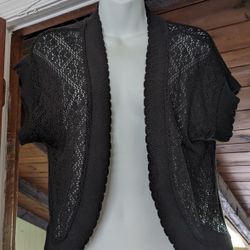 Women's NY Collection XL Black Open Drape Cardigan