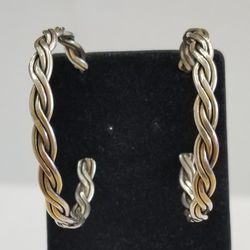 Sterling Silver Tristed Wire Hoop Earrings 