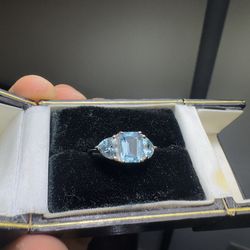 Incredible  😍😍 Blue Topaz Ring Set In 925 In Sterling Silver ! 