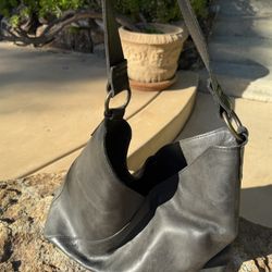 Able Black Leather Purse Hobo Style Bag