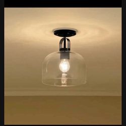 New Kichler 38275 Kaelix 10 in. 1-Light Semi Flush with Clear Glass in Black