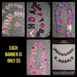  Birthday Banner Each $5