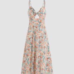 Floral Pattern Midi Dress