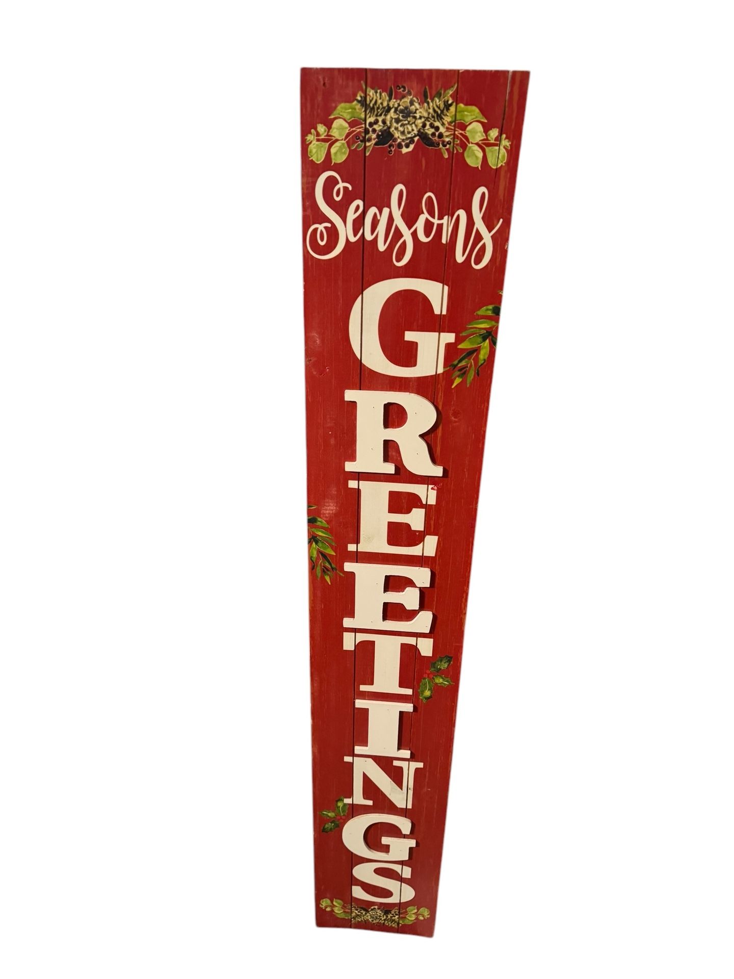 ASHLAND Red Season’s Greetings Door Greeter Sign 48” NWT Christmas