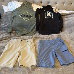 2 Hurley long sleeve shirts with hoodie