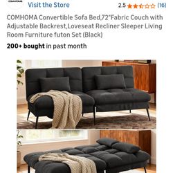 Brand New Relcining Sleeper Sofa, Black