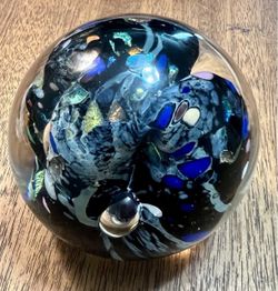 Rollin Karg signed Dichroic Handblown Glass Paperweight