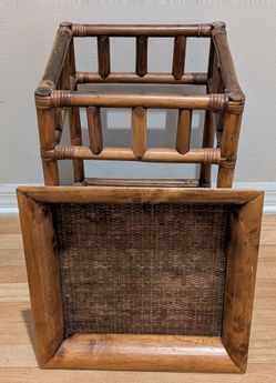 Bamboo and Rattan Side Serving Table