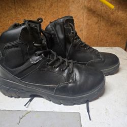 Black Tactical Work Boots with Side Zip