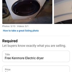 Free Kenmore Electric dryer