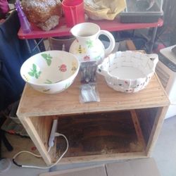 Tea Set Bowl, Basket And Jug