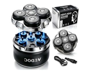 Head Shaver for Bald Men 2 Magnetic Detachable Heads Wet Dry Rotary LED Display