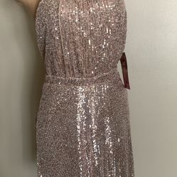 SHORT DRESS WITH SEQUIN IN ROSE GOLD COLOR IN SIZE M