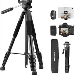 New Camera Tripod, 75" Lightweight Portable Travel Outdoor DSLR Tripods for Camera Phone Video Recording Tripod Stand