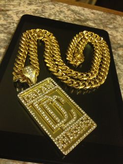 14K Gold Plated Miami Cuban With Dream Chasers Pendant